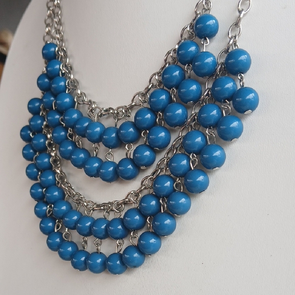 Paparazzi Blue Light and Silver Multi-Strand Necklace - Picture 4 of 7